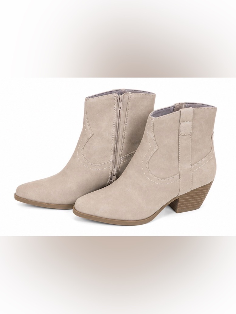 DV by Dolce Vita Perdue Taupe Ankle Booties Size 8.5 Western Block Heel